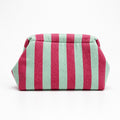 Bolso acolchado de mano KÄLMA con rayas verticales rosa y verde